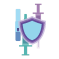 Icon of a shield in front of injectables