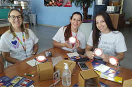 Catalent Cares members volunteering assembling care packages.