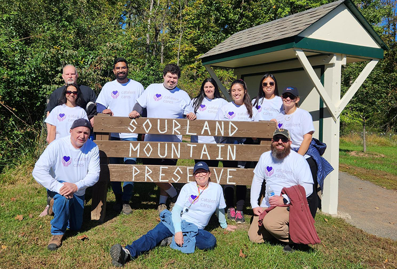 Somerset Green Team at a park clean up event at Sourland Mountain Preserve